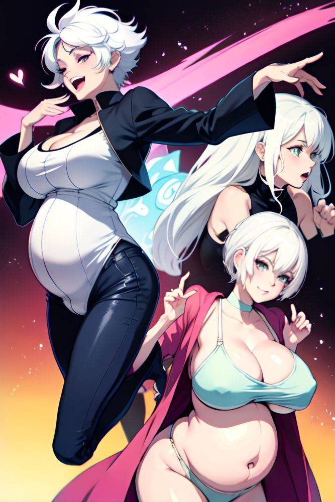 Anime Pregnant Huge Boobs 80s Age Laughing Face White Hair Pixie Hair Style Light Skin Crisp Anime Oasis Side View Jumping Goth 3688470673151339173 - AI Hentai - #main