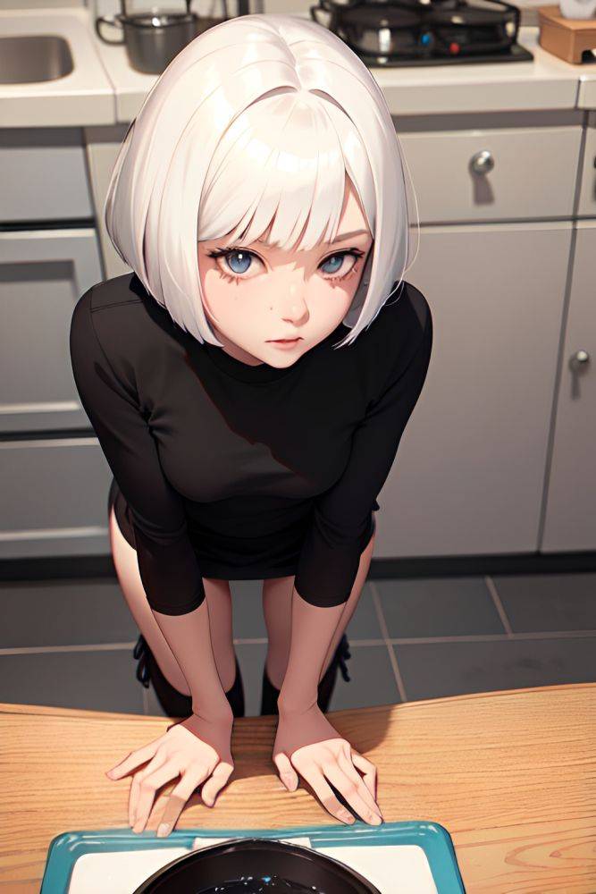 Anime Skinny Small Tits 18 Age Happy Face White Hair Bobcut Hair Style Light Skin Charcoal Kitchen Close Up View Bending Over Teacher 3688571175215689705 - AI Hentai - #main