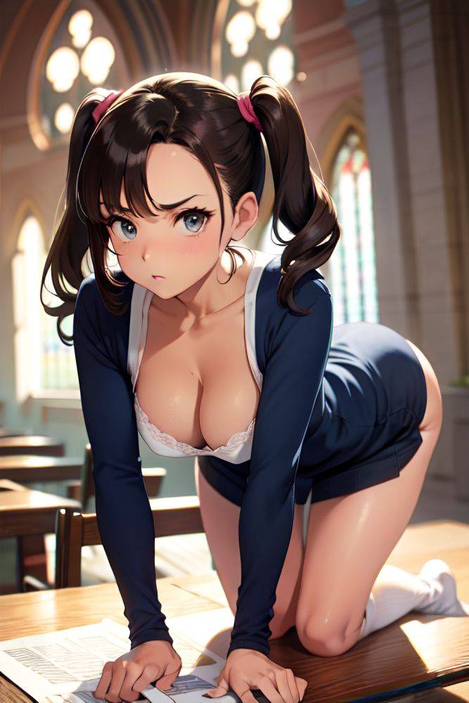 Anime Busty Small Tits 50s Age Serious Face Brunette Pigtails Hair Style Dark Skin Watercolor Church Front View Bending Over Teacher 3688605964622828841 - AI Hentai - #main