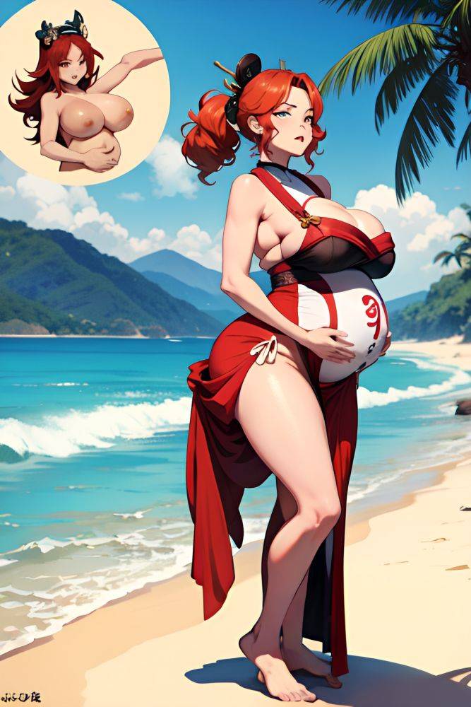 Anime Pregnant Huge Boobs 40s Age Angry Face Ginger Pixie Hair Style Dark Skin Film Photo Beach Front View Bending Over Geisha 3688671677004441280 - AI Hentai - #main