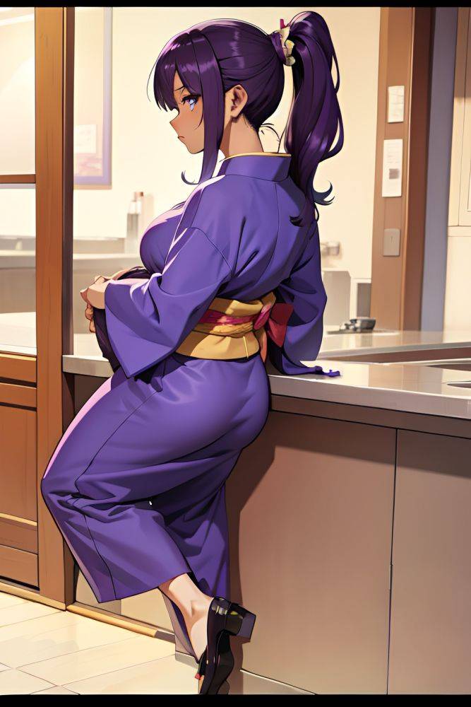 Anime Pregnant Small Tits 50s Age Sad Face Purple Hair Ponytail Hair Style Dark Skin Comic Bar Back View Jumping Kimono 3688718060504361657 - AI Hentai - #main
