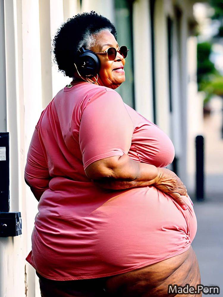 Bimbo 80 fat cinematic african american oversized shirt big ass AI porn - #main