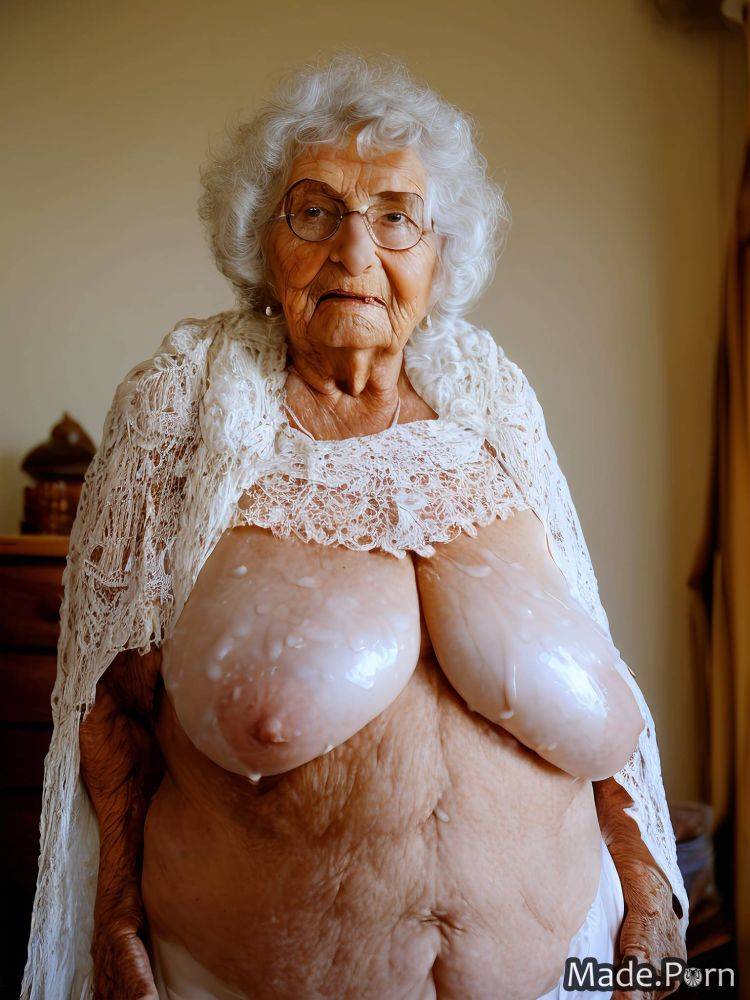 Gigantic boobs seductive woman nun oiled body made white hair AI porn - #main