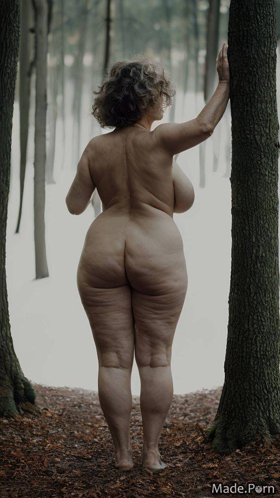 Wizzard hat bodypaint looking back standing transparent hairy big hips AI porn - #main