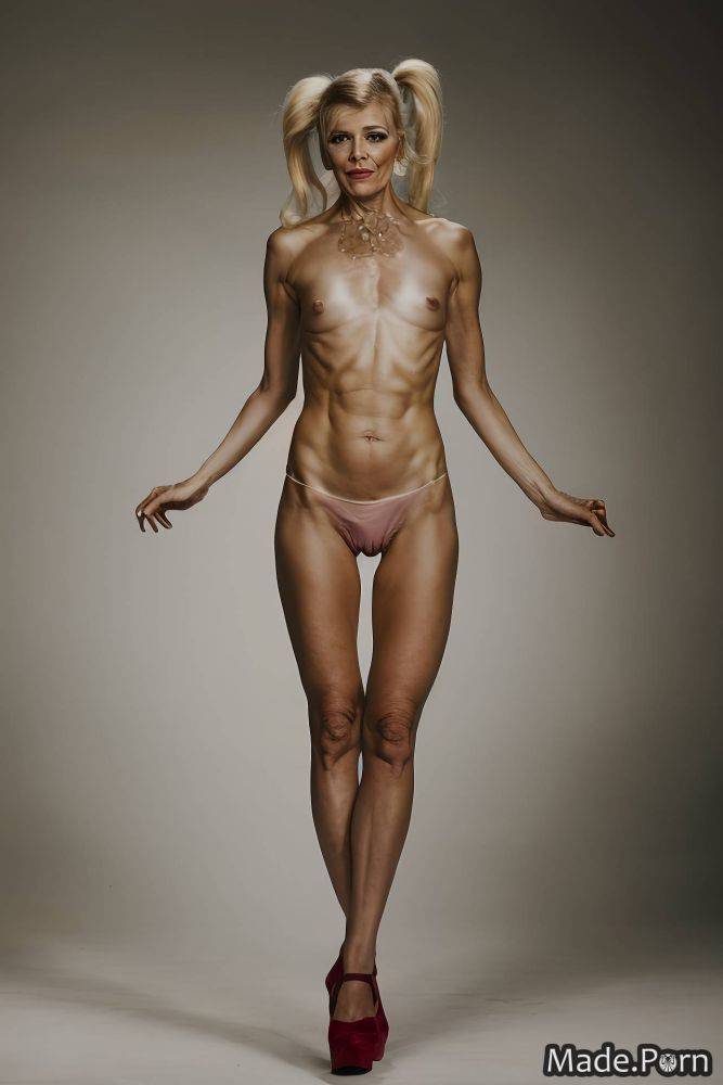 Pigtails muscular high heels photo studio bikini 90 bodybuilder AI porn - #main