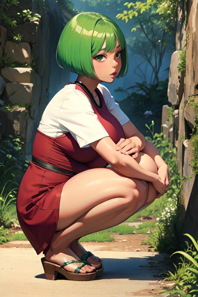 Anime Pregnant Small Tits 20s Age Seductive Face Green Hair Bobcut Hair Style Dark Skin Soft Anime Cave Side View Squatting Teacher 3689042762630008238 - AI Hentai - #main