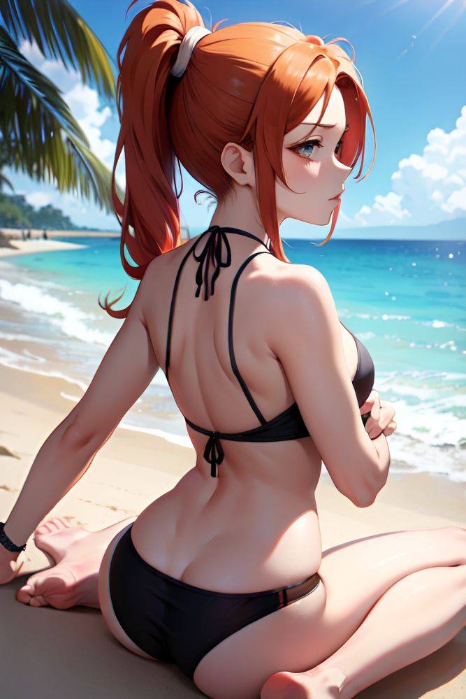 Anime Busty Small Tits 20s Age Sad Face Ginger Ponytail Hair Style Light Skin Charcoal Beach Back View Straddling Teacher 3689205112550517440 - AI Hentai - #main