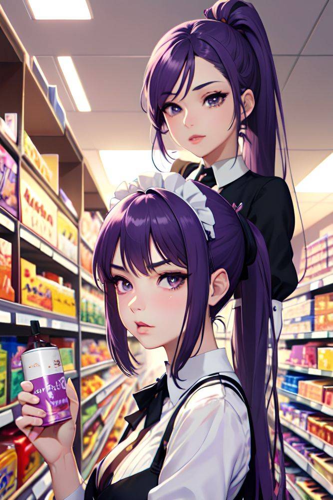 Anime Skinny Small Tits 20s Age Pouting Lips Face Purple Hair Ponytail Hair Style Light Skin Comic Grocery Front View Massage Maid 3689259229139079398 - AI Hentai - #main