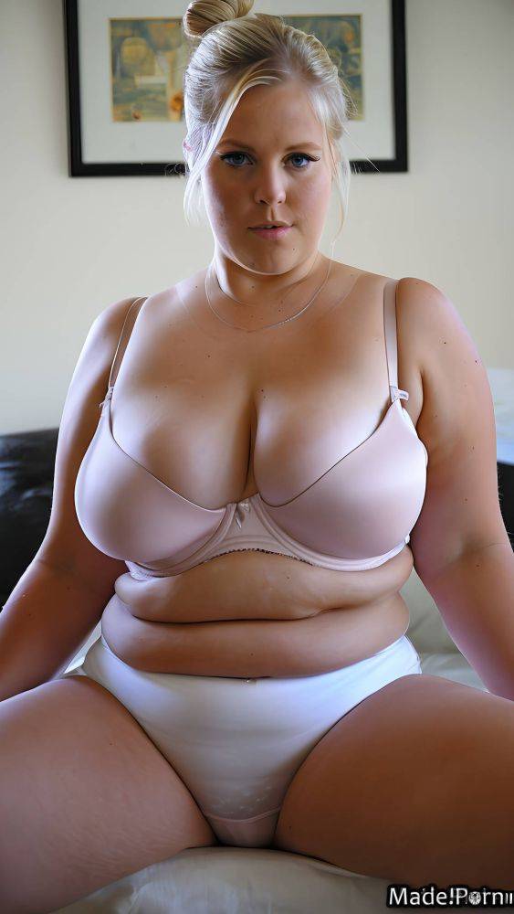 Scandinavian chubby push-up bra light tan lines cotton sitting AI porn - #main