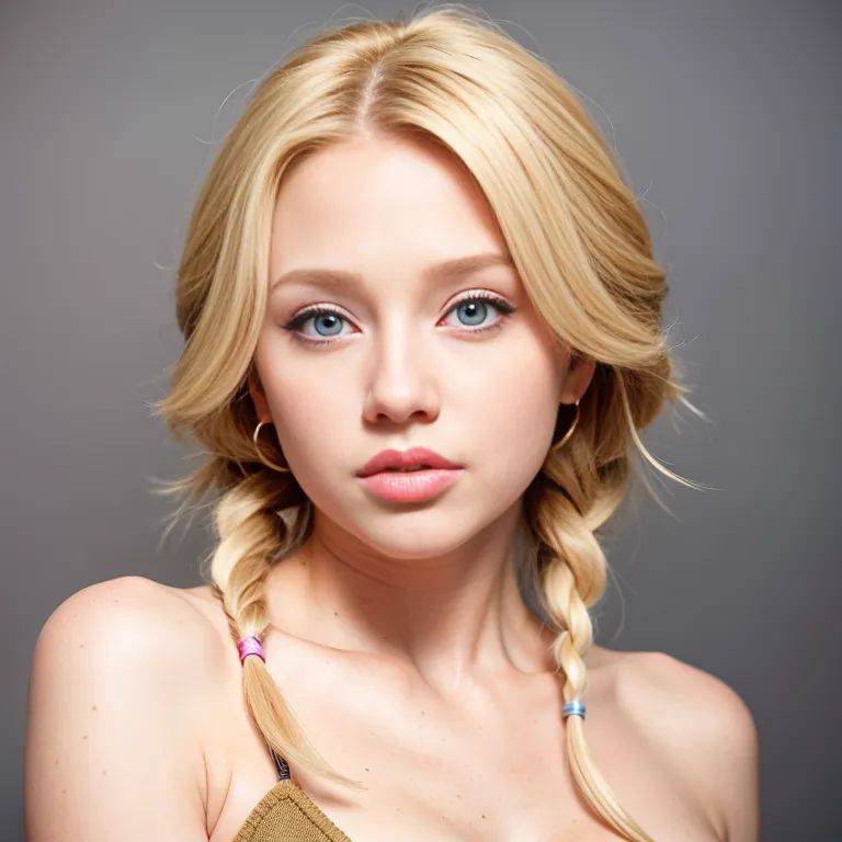 ,white people,woman,twenties,(RAW photo, best quality, masterpiece:1.1), (realistic, photo-realistic:1.2), ultra-detailed, ultra high res, physically-based rendering,braided,blonde hair,hair behind ear,beautiful,pouting - #main