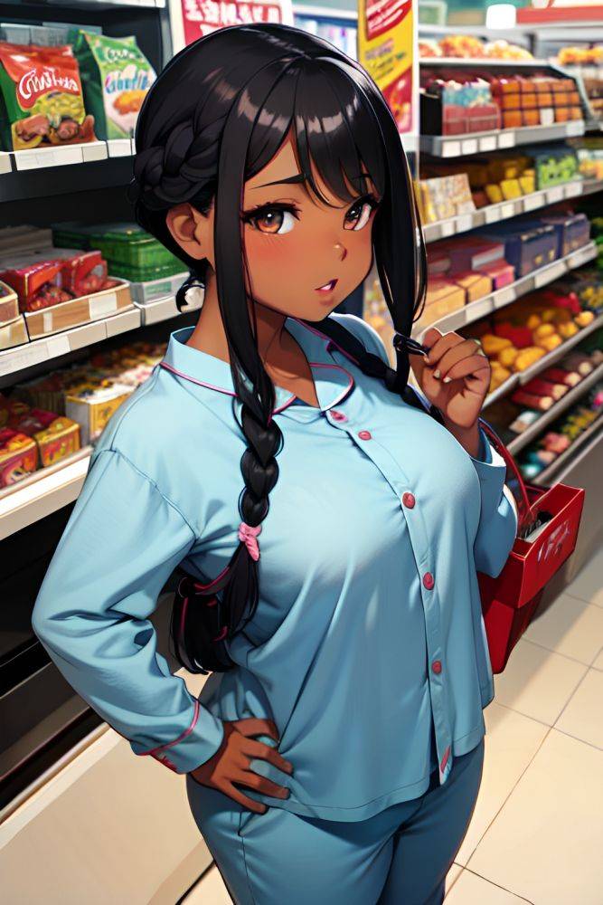 Anime Chubby Small Tits 50s Age Seductive Face Black Hair Braided Hair Style Dark Skin Charcoal Grocery Side View Gaming Pajamas 3696383288145630727 - AI Hentai - #main