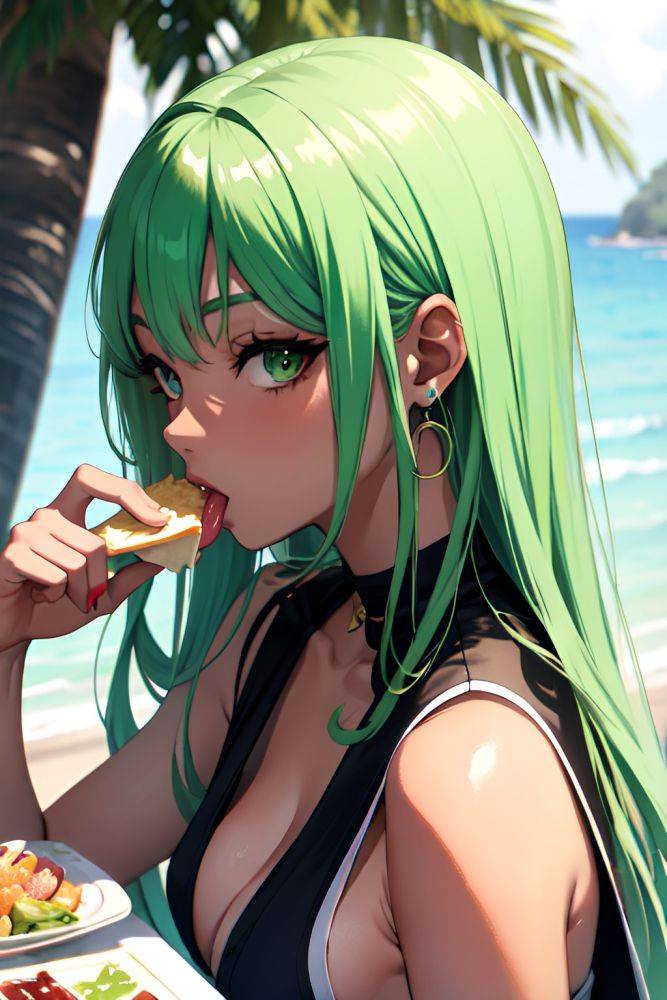 Anime Skinny Small Tits 60s Age Ahegao Face Green Hair Straight Hair Style Dark Skin Watercolor Yacht Side View Eating Goth 3696445135675075696 - AI Hentai - #main