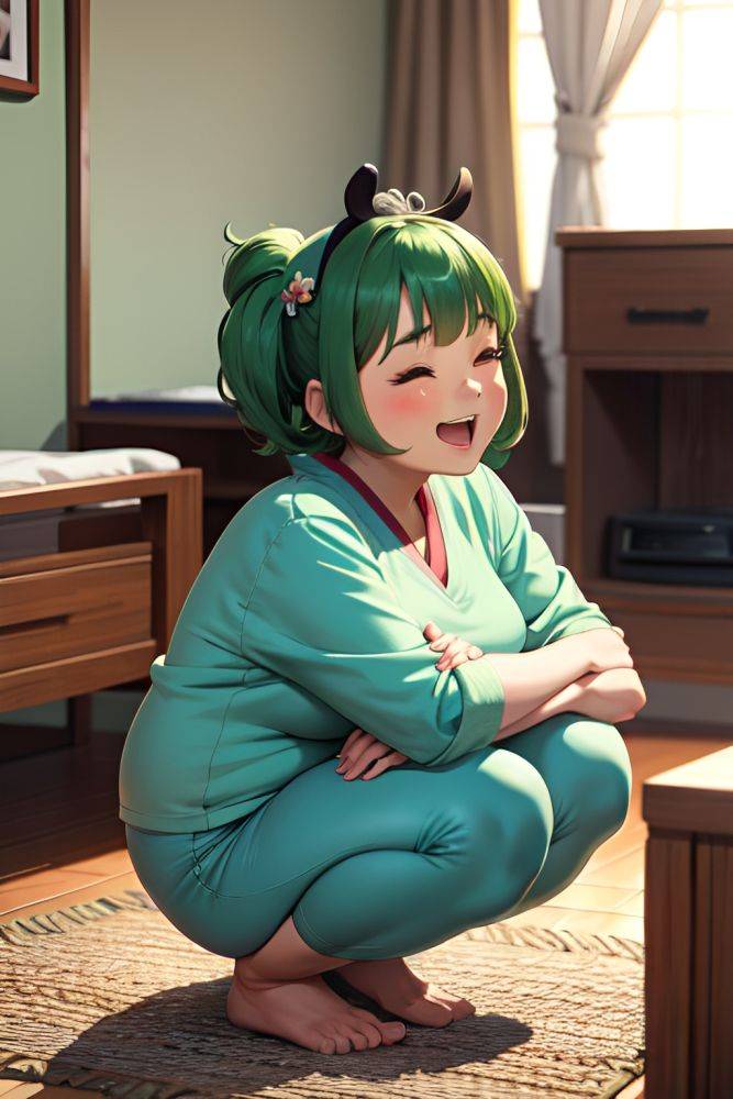 Anime Chubby Small Tits 60s Age Laughing Face Green Hair Bangs Hair Style Dark Skin 3d Bedroom Side View Squatting Geisha 3696437404733892503 - AI Hentai - #main