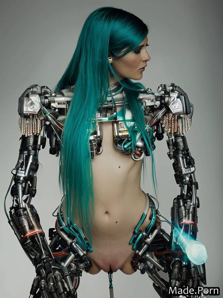 Teal robot long hair full shot lime 30 toys AI porn - #main