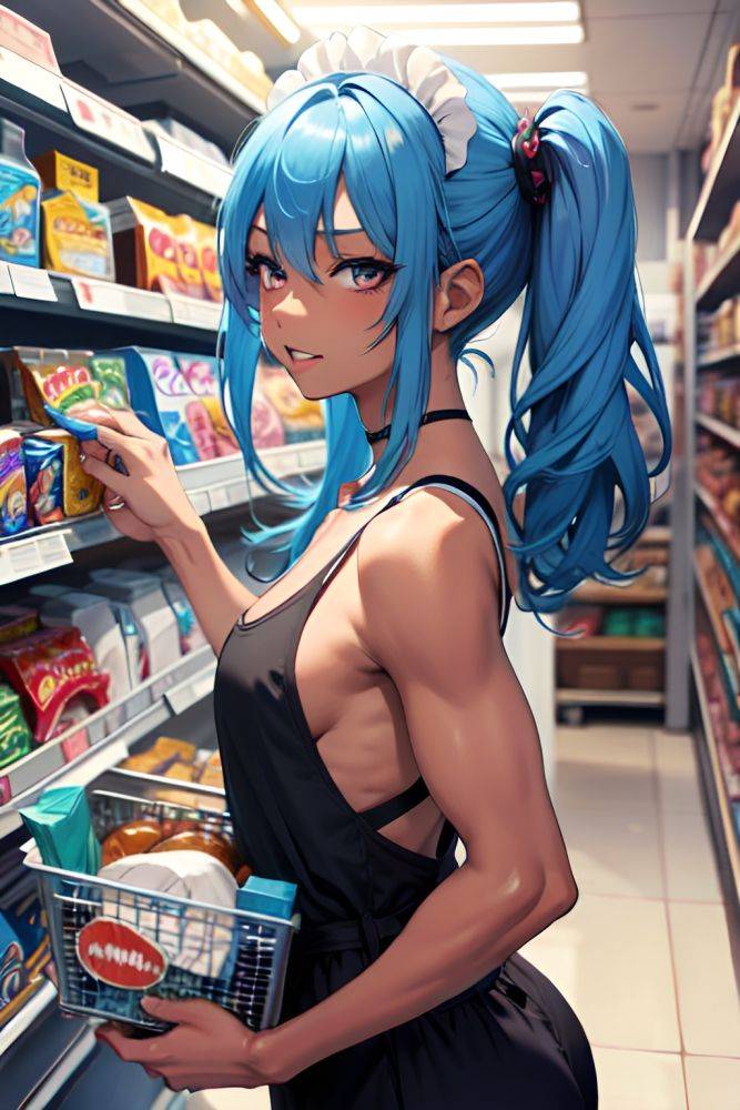 Anime Muscular Small Tits 18 Age Ahegao Face Blue Hair Messy Hair Style Dark Skin Charcoal Grocery Back View Gaming Maid 3696615218374945066 - AI Hentai - #main