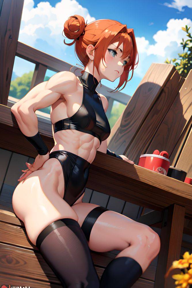 Anime Muscular Small Tits 18 Age Sad Face Ginger Hair Bun Hair Style Light Skin Soft Anime Hot Tub Side View Plank Stockings 3696665469646422529 - AI Hentai - #main