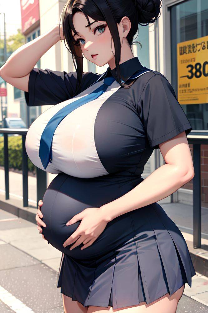 Anime Pregnant Huge Boobs 18 Age Seductive Face Black Hair Hair Bun Hair Style Light Skin Soft Anime Street Close Up View T Pose Schoolgirl 3696889667982368491 - AI Hentai - #main