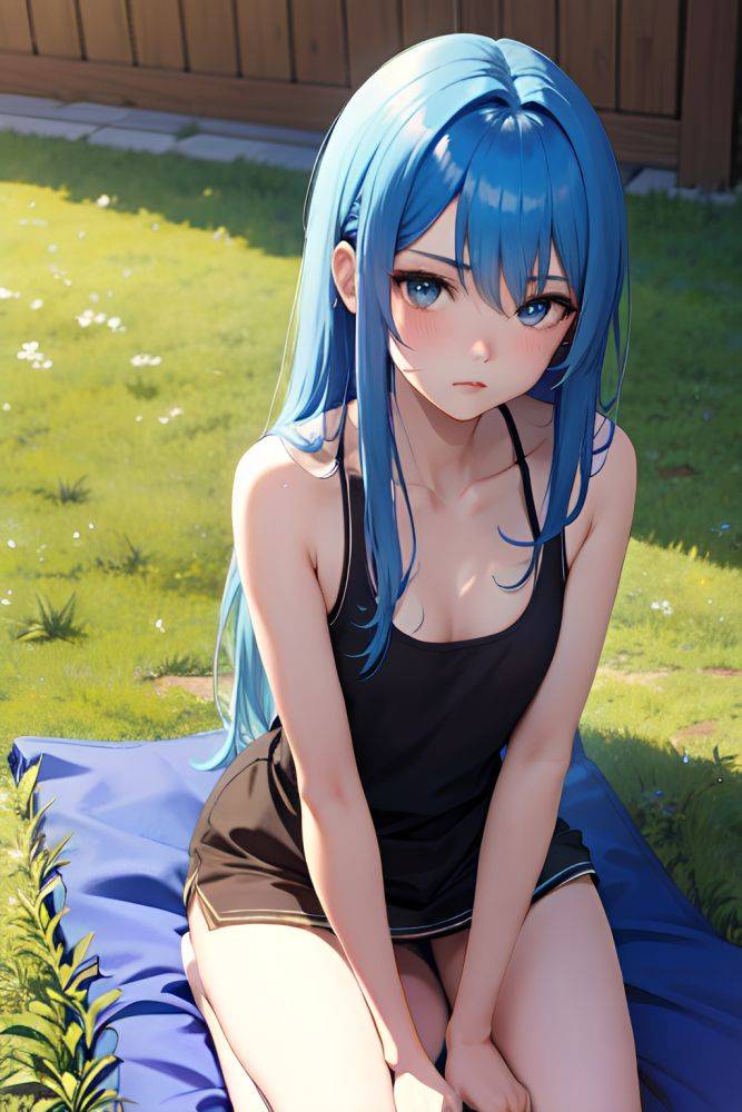 Anime Skinny Small Tits 18 Age Pouting Lips Face Blue Hair Straight Hair Style Dark Skin Crisp Anime Meadow Front View Massage Teacher 3696982436087616026 - AI Hentai - #main