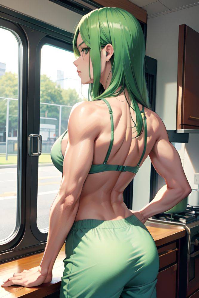 Anime Muscular Small Tits 40s Age Serious Face Green Hair Straight Hair Style Light Skin Watercolor Bus Back View Cooking Pajamas 3697372849642209390 - AI Hentai - #main