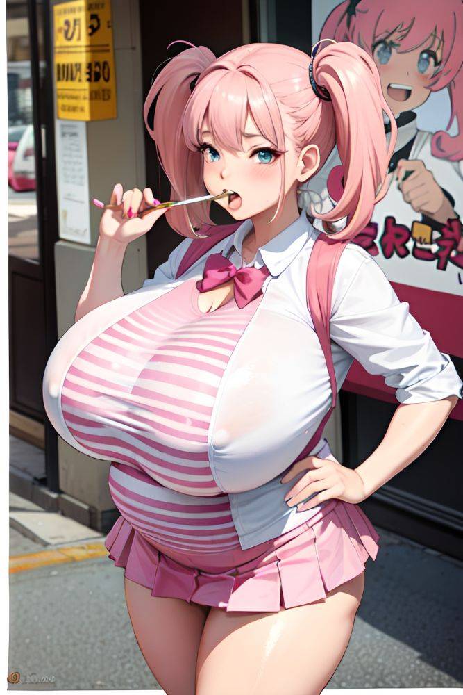 Anime Pregnant Huge Boobs 60s Age Shocked Face Pink Hair Pigtails Hair Style Light Skin Watercolor Strip Club Front View Eating Mini Skirt 3697399909989675678 - AI Hentai - #main