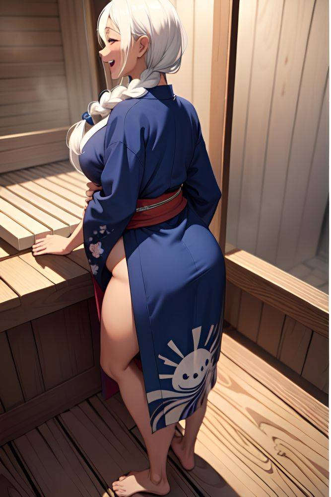 Anime Pregnant Small Tits 70s Age Laughing Face White Hair Braided Hair Style Dark Skin Painting Sauna Back View On Back Kimono 3697523605056431250 - AI Hentai - #main