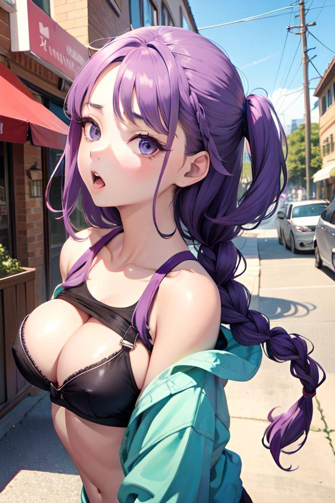 Anime Busty Small Tits 18 Age Shocked Face Purple Hair Braided Hair Style Light Skin Film Photo Bar Side View Plank Bra 3697531335997610922 - AI Hentai - #main