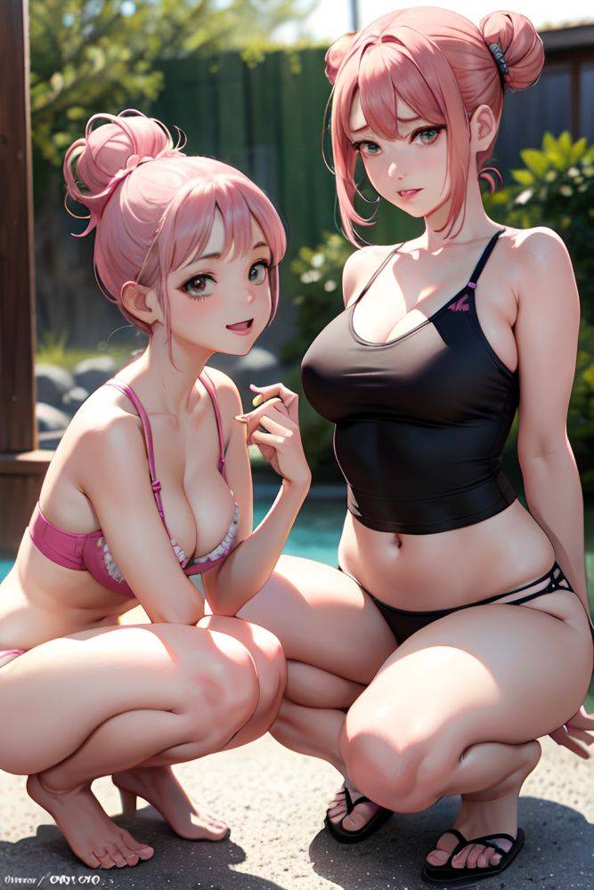 Anime Busty Small Tits 20s Age Seductive Face Pink Hair Hair Bun Hair Style Light Skin Skin Detail (beta) Onsen Front View Squatting Bra 3697627972762471880 - AI Hentai - #main