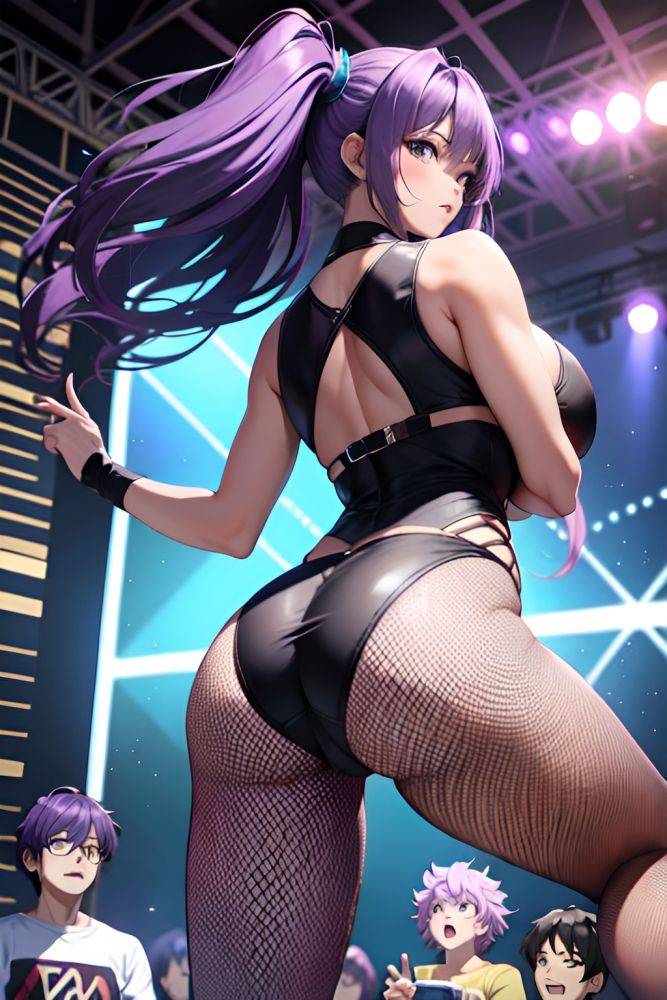 Anime Busty Huge Boobs 20s Age Shocked Face Purple Hair Messy Hair Style Dark Skin Film Photo Stage Back View Jumping Fishnet 3697805783976888828 - AI Hentai - #main