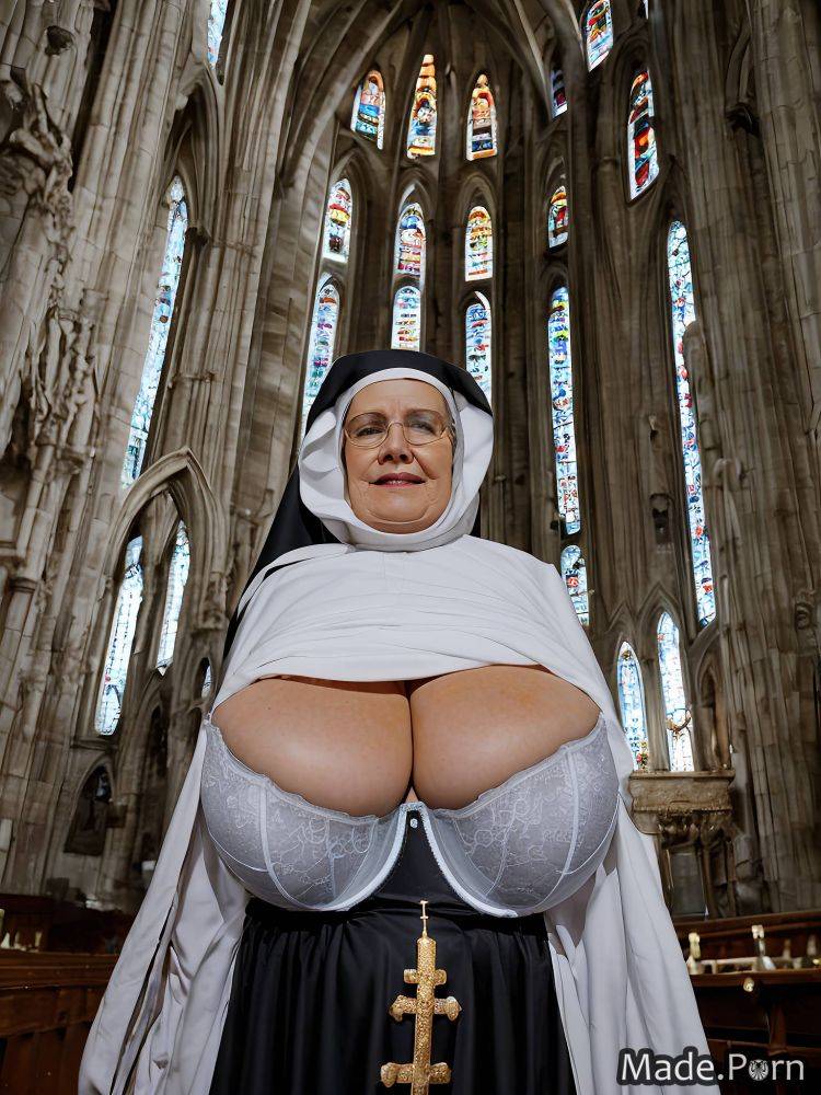 Nun made ssbbw big hips church gigantic boobs woman AI porn - #main