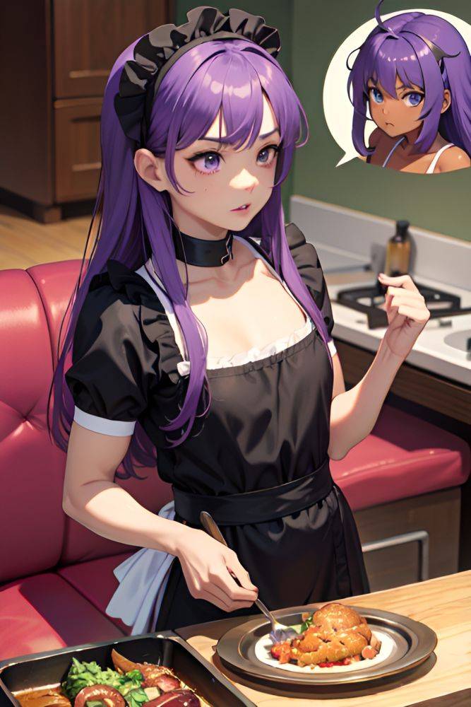 Anime Muscular Small Tits 80s Age Shocked Face Purple Hair Straight Hair Style Dark Skin Charcoal Couch Side View Cooking Maid 3698308295586844772 - AI Hentai - #main