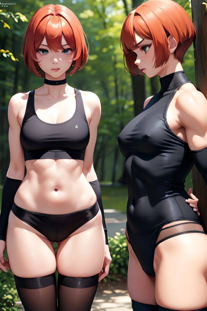 Anime Muscular Small Tits 30s Age Pouting Lips Face Ginger Bobcut Hair Style Dark Skin Black And White Forest Side View Plank Stockings 3698393340234935537 - AI Hentai - #main