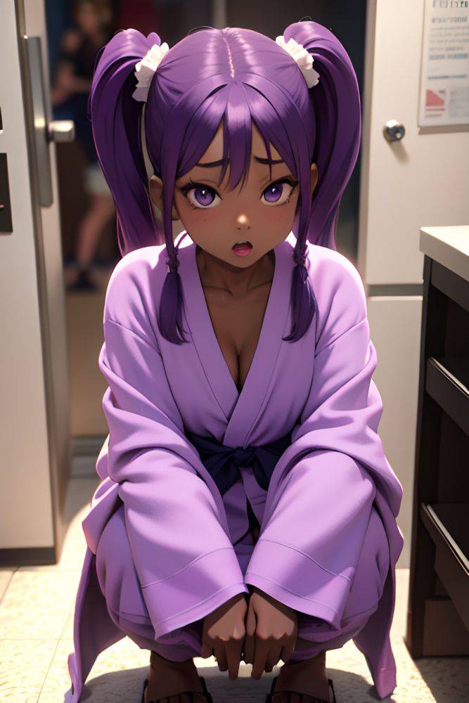 Anime Busty Small Tits 80s Age Shocked Face Purple Hair Pigtails Hair Style Dark Skin 3d Mall Front View Squatting Bathrobe 3698408797814656377 - AI Hentai - #main