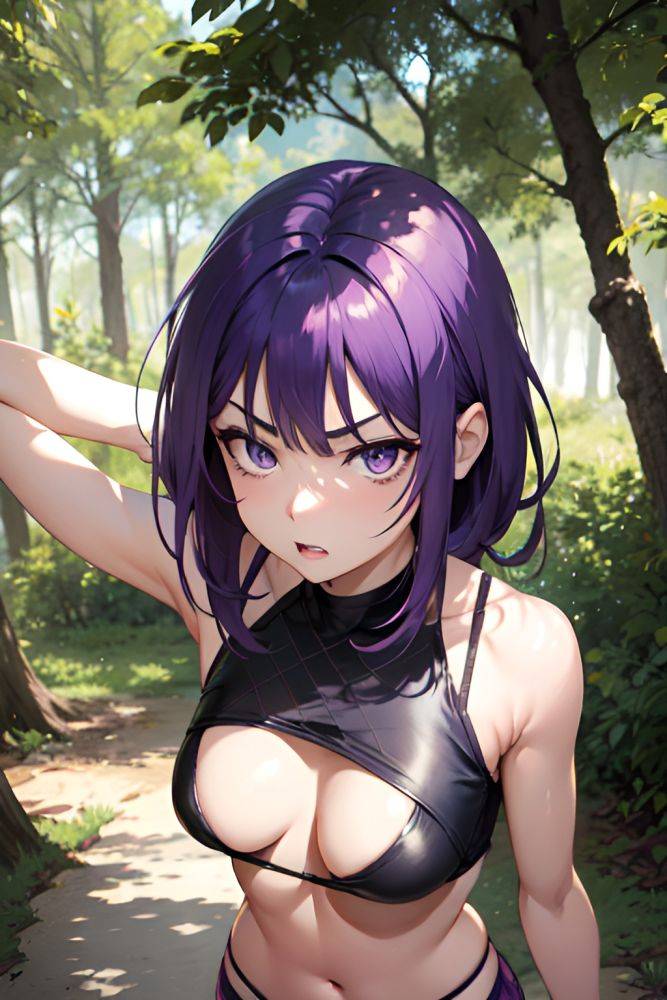 Anime Skinny Small Tits 40s Age Angry Face Purple Hair Straight Hair Style Light Skin Vintage Forest Front View Yoga Fishnet 3698455181842595342 - AI Hentai - #main