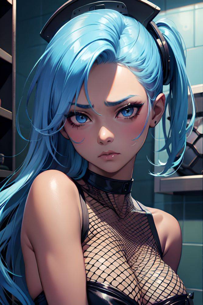 Anime Busty Small Tits 80s Age Sad Face Blue Hair Slicked Hair Style Dark Skin Charcoal Prison Front View Gaming Fishnet 3698605935195856606 - AI Hentai - #main