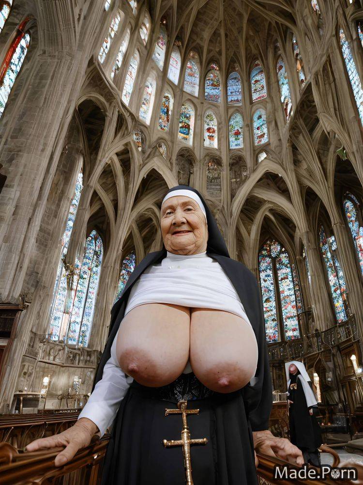 90 nun huge boobs woman nipples made church AI porn - #main