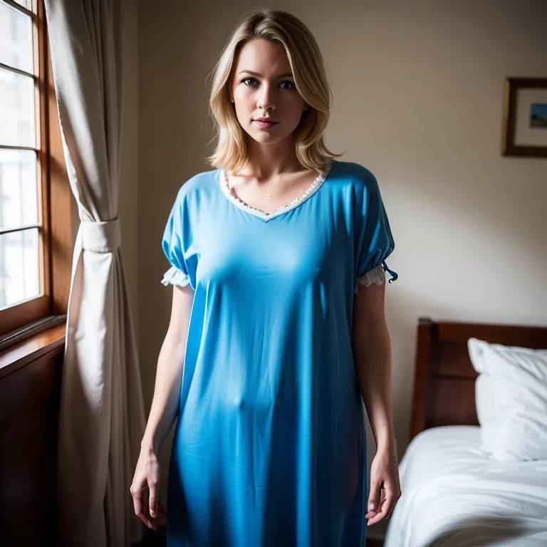 ,white people,woman,thirties,(RAW photo, best quality, masterpiece:1.1), (realistic, photo-realistic:1.2), ultra-detailed, ultra high res, physically-based rendering,blue eyes,beautiful,happy,perfect body,nightgown,micro skirt,standing,bedroom,(adult:1.5) - #main