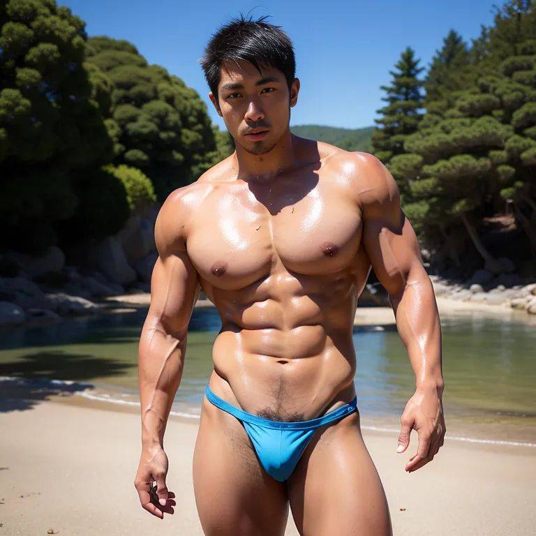 , japanese,manly man,twenties,(RAW photo, best quality, masterpiece:1.1), (realistic, photo-realistic:1.2), ultra-detailed, ultra high res, physically-based rendering,short hair,huge breasts,medium ass,perfect body,(tan:1.2),(wet:1.1),abs,(adult:1.5) - #main