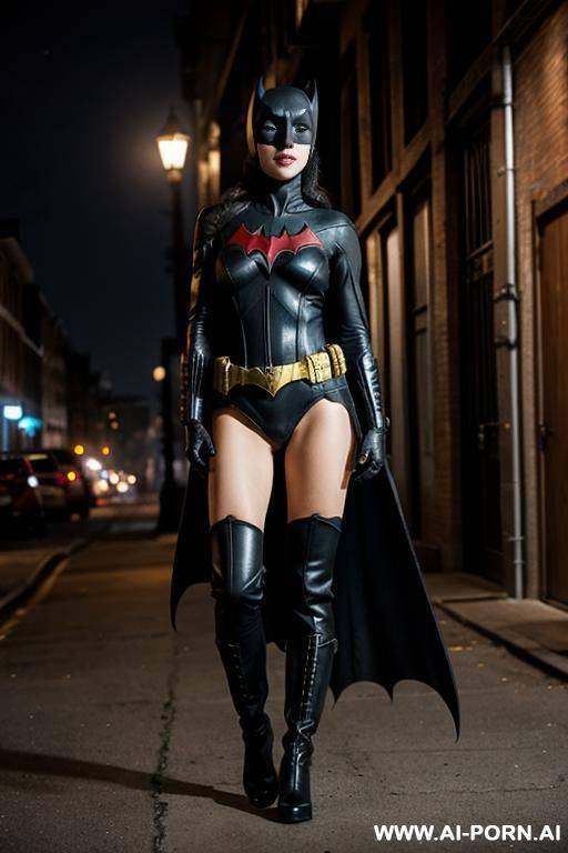 batwoman, totally naked, boots, backstreet, seductive, full shot, night, front - #main