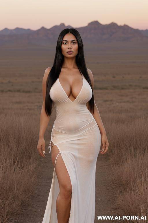 ((native american women, apache woman, milf, 0 years old, beautiful woman, long straight black hair, expressive thick black eyebrows, gorgeous body, wide hips, hanging massive breasts)) ((white torn - #main