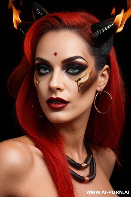 hardrock woman nude bas make-up satanic fire color - #main