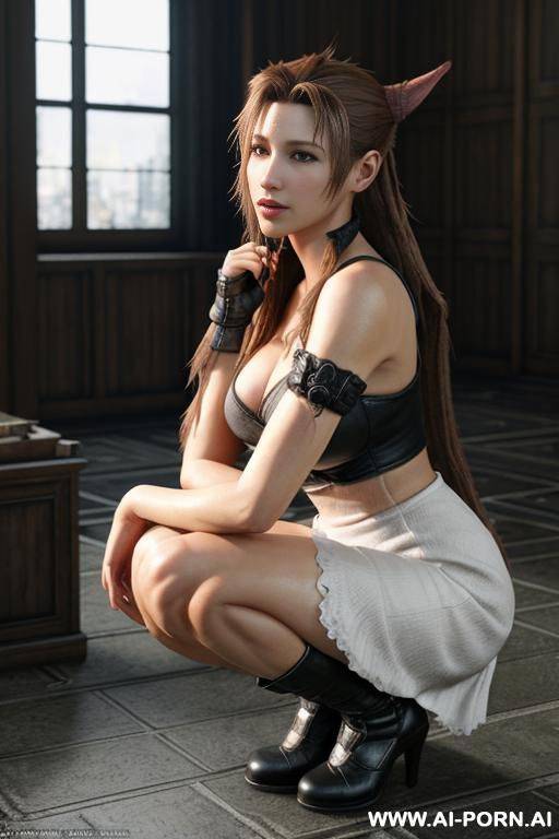 ((realistic final fantazy vii aerith)), looking at the camera, eyes contact, full body view - #main