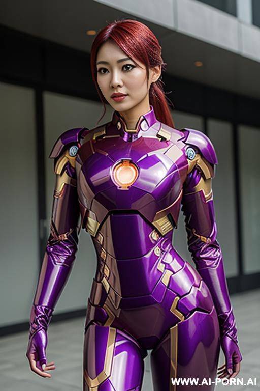 violet and rosegold, latex iron man cosplay, asian, - #main