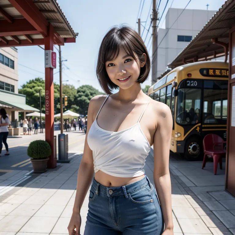 , japanese,woman,thirties,(RAW photo, best quality, masterpiece:1.1), (realistic, photo-realistic:1.2), ultra-detailed, ultra high res, physically-based rendering,short hair,bobcut,beautiful,(smile),(aegyo sal),perfect - #main