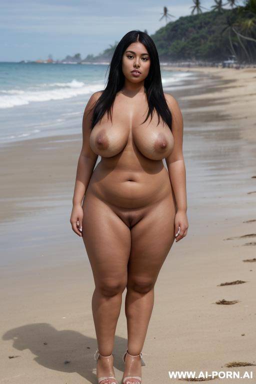 ultra realistic photo, hottest pornstar, beautiful tanned skin, beautiful face, attractive large wide set eyes, full lips, very thick curvy body, ((((completely naked)))), (((((saggy boobs, low hanging - #main