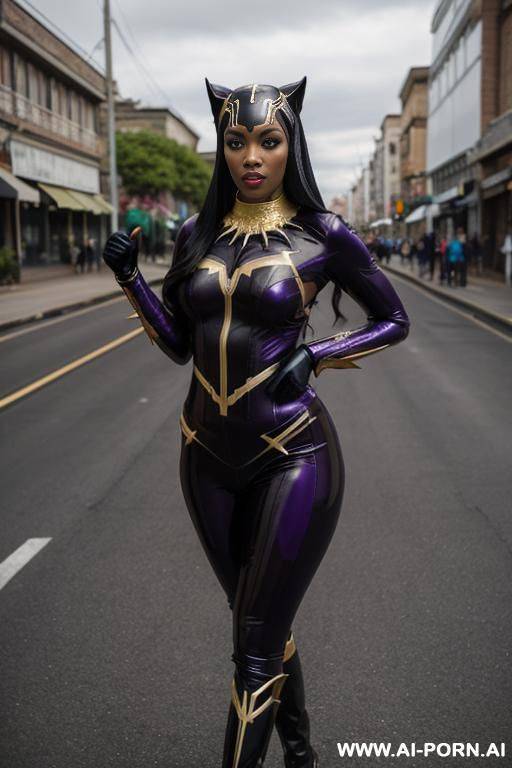 dark purple and gold latex black panther cosplay - #main