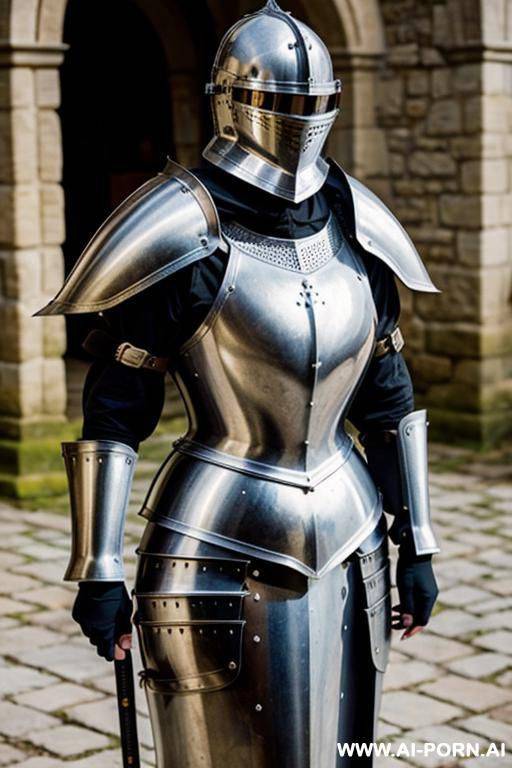 full medieval plate armour, closed medieval helmet - #main