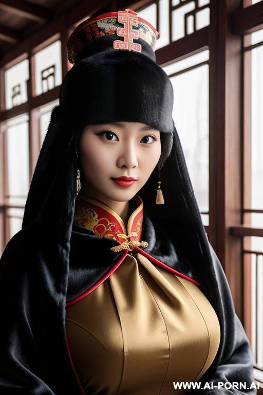 chinese traditional clog, silk, winter clothes, palace, beautiful face, perfect body, big eyes, big breasts, chinese, detail - #main