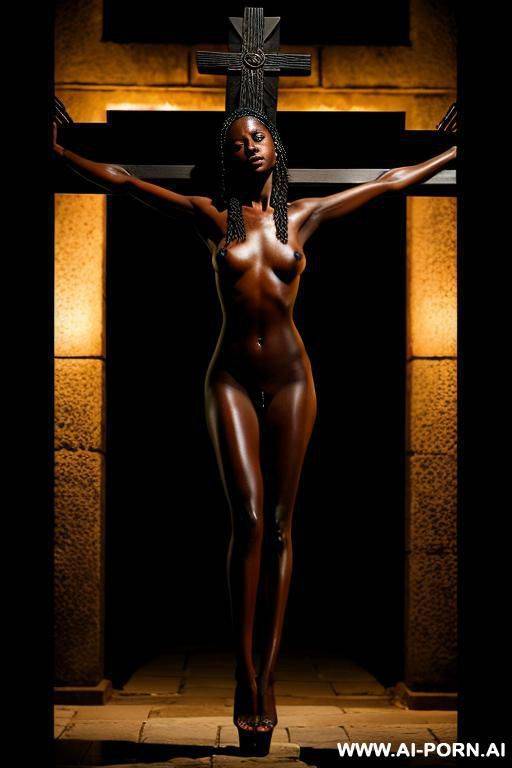 ebony princess crucified nude in a dark temple - #main