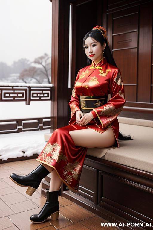 chinese traditional clog, silk, winter clothes, palace, beautiful face, perfect body, big eyes, big breasts, chinese - #main