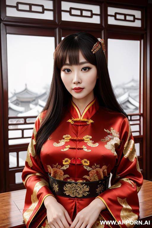 chinese traditional clog, silk, winter clothes, palace, beautiful face, perfect body, big eyes, big breasts, chinese ((ultra realistic)) ((highest quality)) - #main